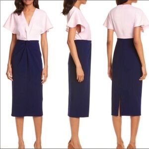 Ted Baker London Ellame Sheath Midi Dress in Pink & Navy